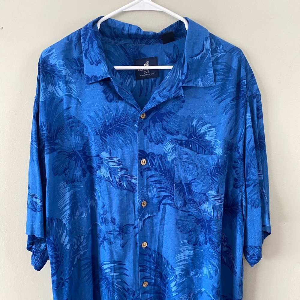 Caribbean Joe blue florall short sleeve‎ button up shirt men’s size XXL